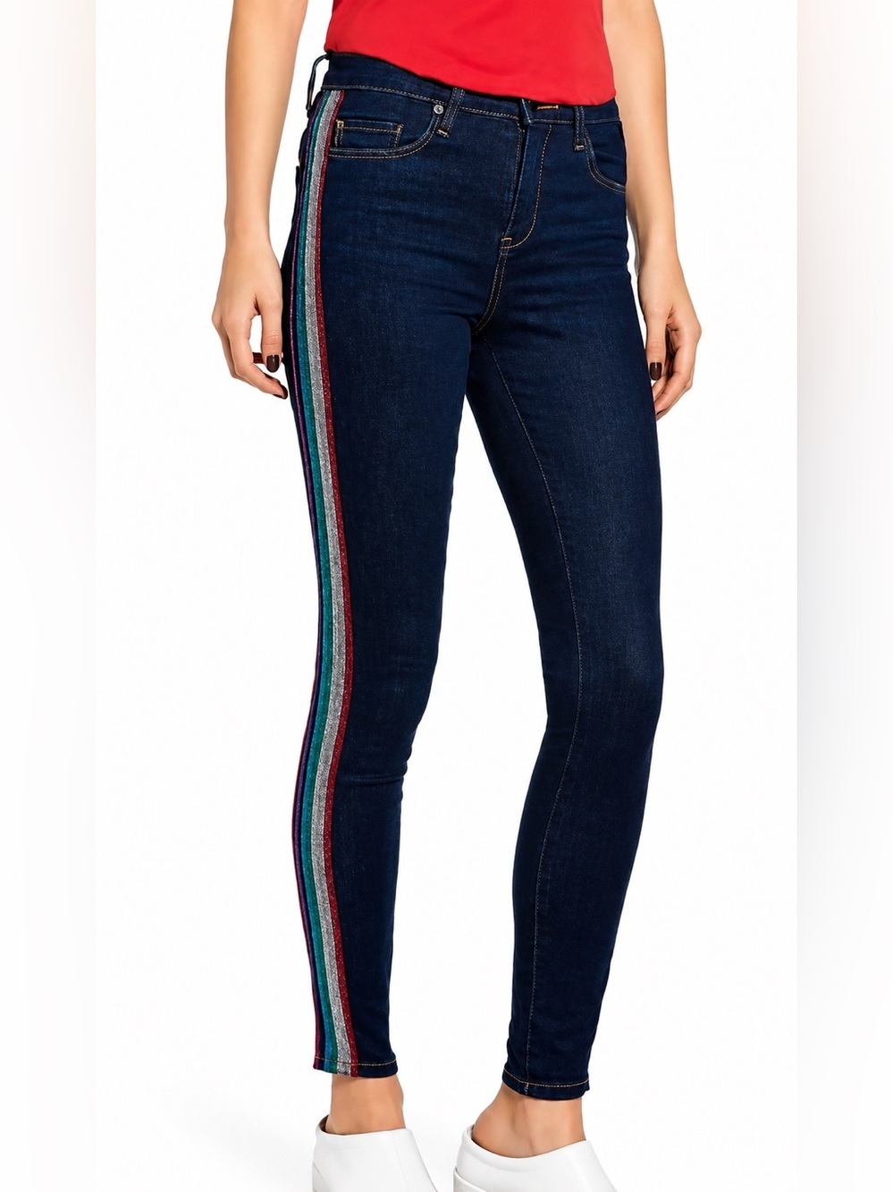 BlankNYC NWT The Bond mid rise skinny metallic stripe jeans, size 26